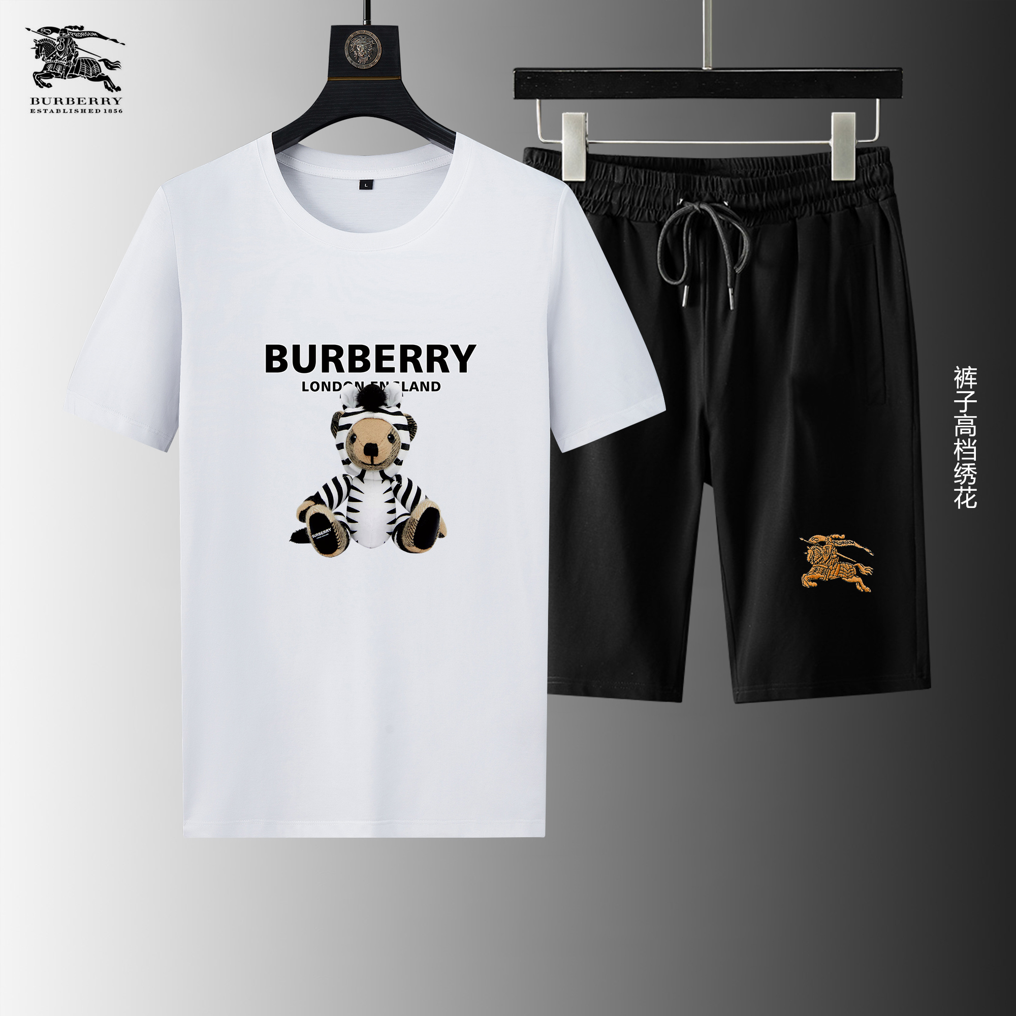 Wholesale Cheap B urberry Short Sleeve Replica Tracksuits for Sale