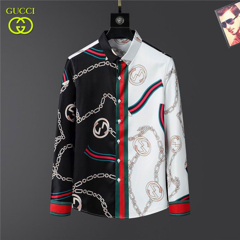 Wholesale Cheap G ucci Long Sleeve men Shirts for Sale