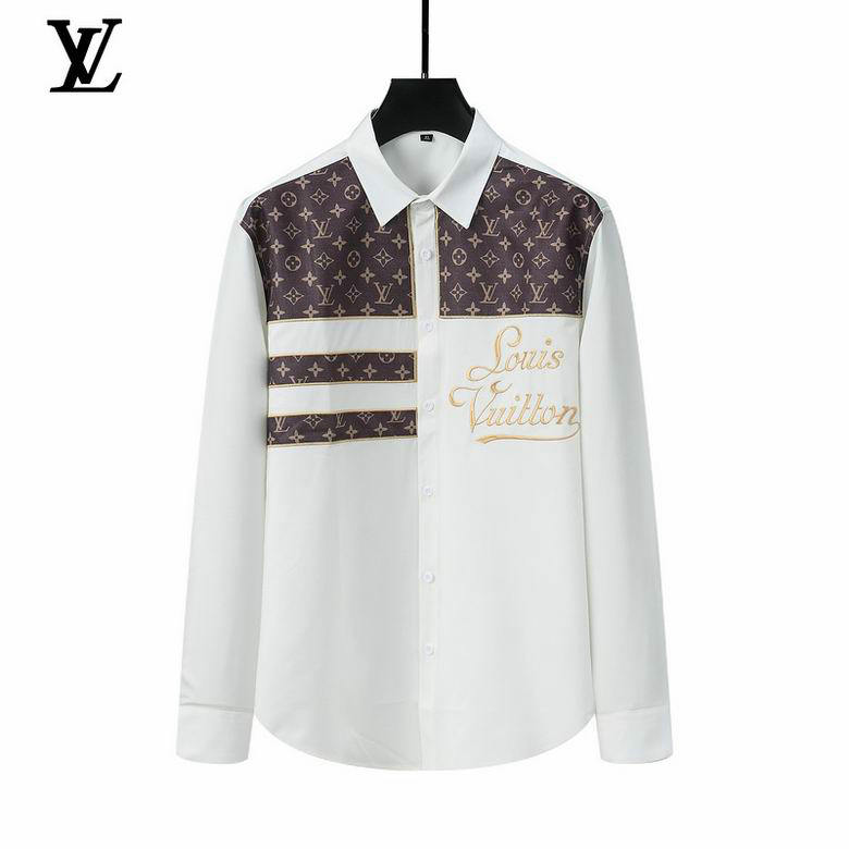 Wholesale Cheap Louis Vuitton Lv Long Sleeve MEN Shirts for Sale