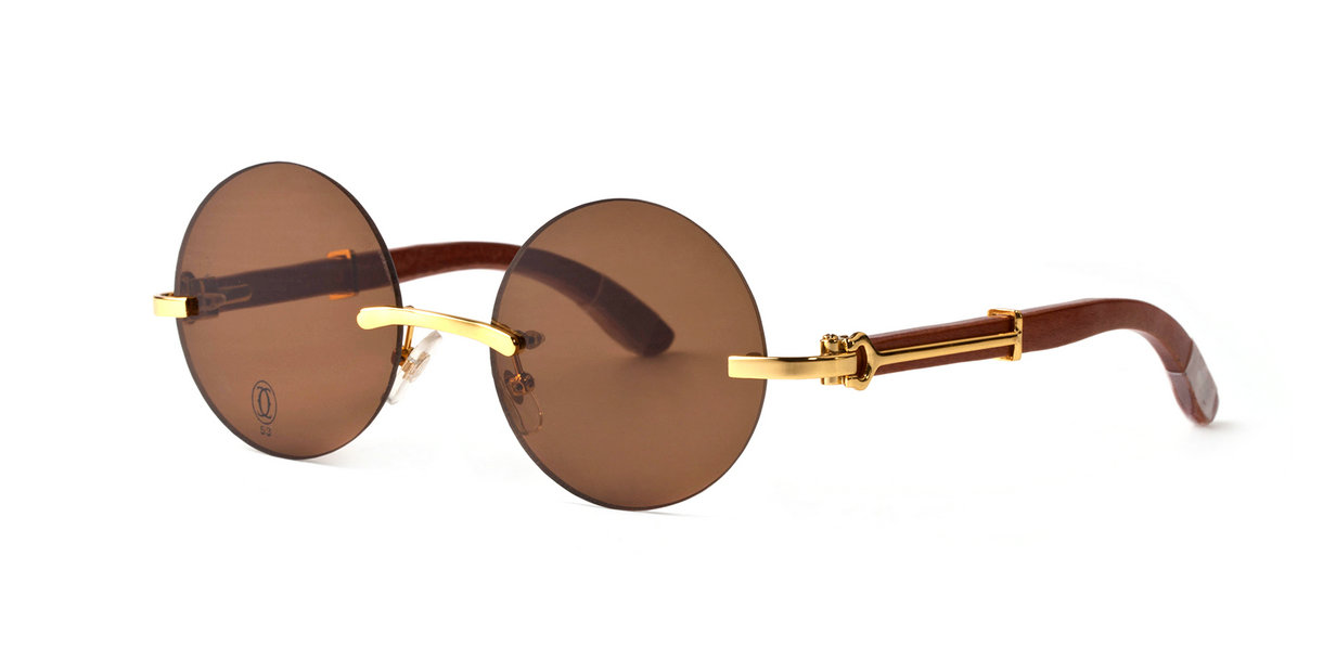 Wholesale Cartier Round Glasses Wood Frames & Sunglasses-621