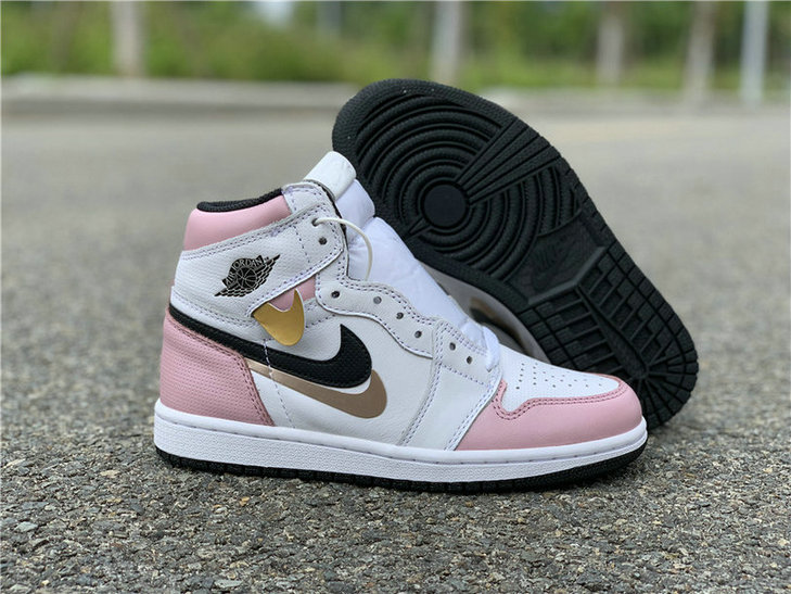 Air Jordan 1 High OG GS White/Pink-Black 555088-688