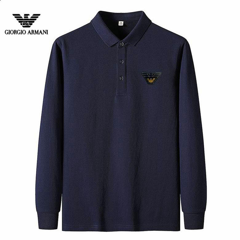 Wholesale Cheap Armani Long Sleeve Lapel T Shirts for Sale