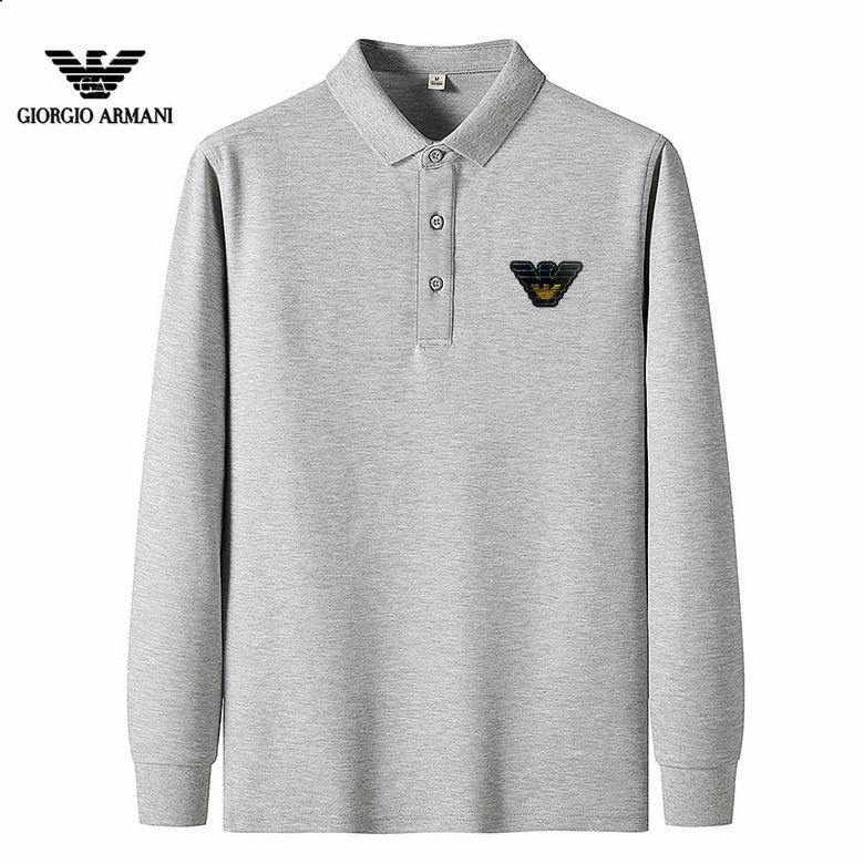 Wholesale Cheap Armani Long Sleeve Lapel T Shirts for Sale