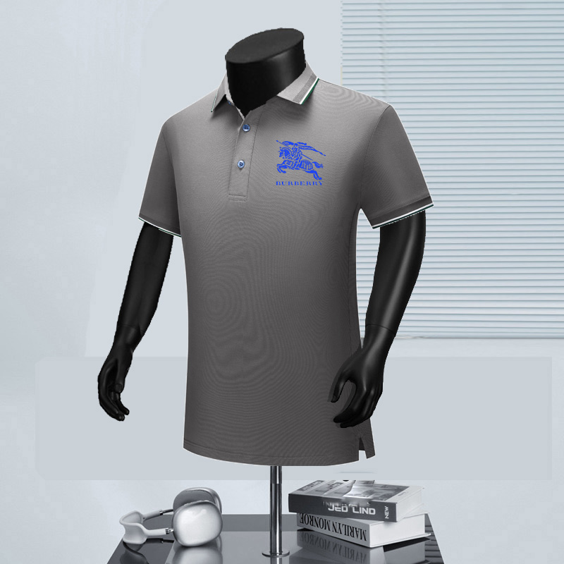 Wholesale Cheap B.urberry Short Sleeve Lapel Replica Designer T Shirts for sale