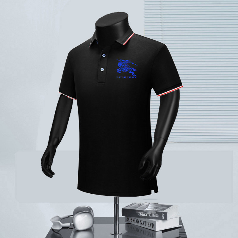 Wholesale Cheap B.urberry Short Sleeve Lapel Replica Designer T Shirts for sale