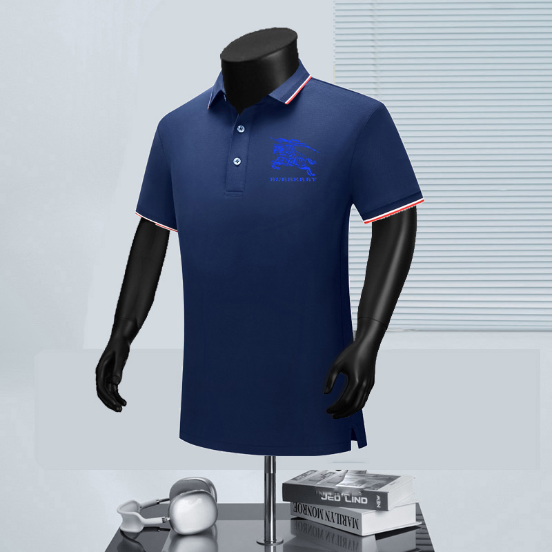 Wholesale Cheap B.urberry Short Sleeve Lapel Replica Designer T Shirts for sale