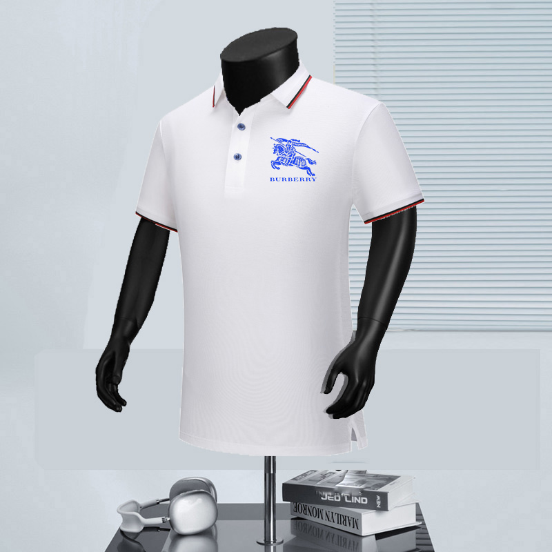 Wholesale Cheap B.urberry Short Sleeve Lapel Replica Designer T Shirts for sale