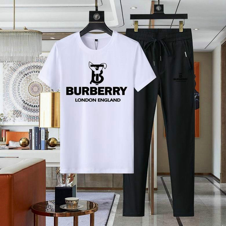 Wholesale Cheap B urberry Short Sleeve Men Tracksuit for Sale