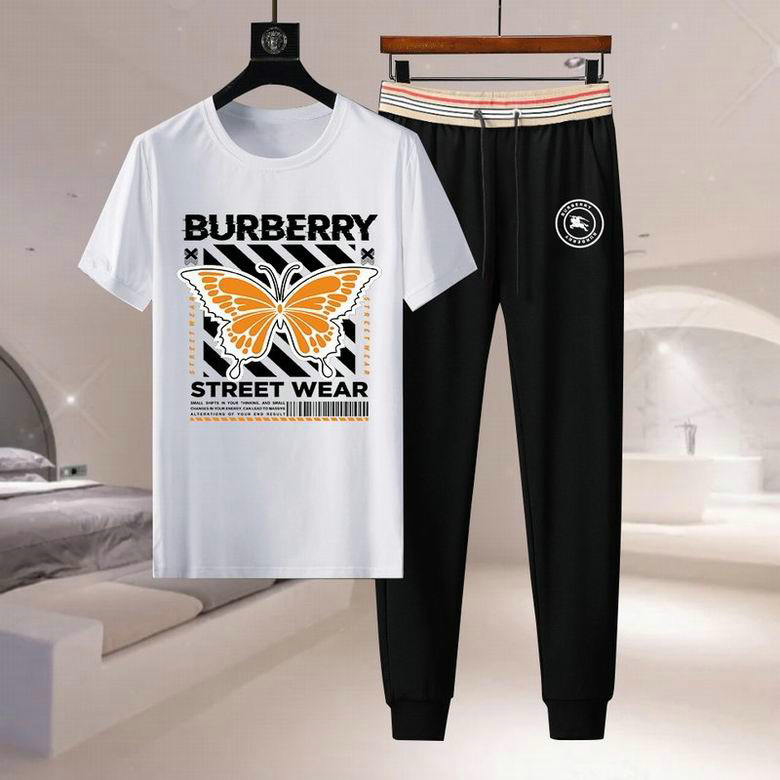 Wholesale Cheap B urberry Short Sleeve Men Tracksuit for Sale