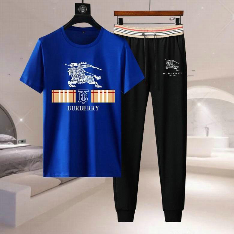 Wholesale Cheap B urberry Short Sleeve Men Tracksuit for Sale