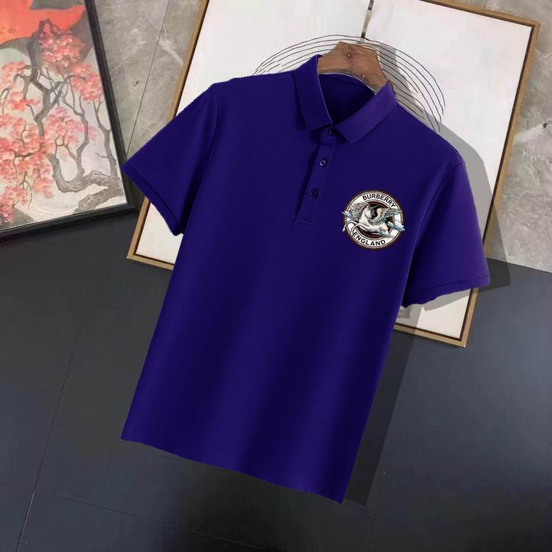 Wholesale Cheap B urberry Short Sleeve Lapel Replica T Shirts for Sale