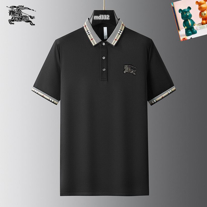 Wholesale Cheap B.urberry Short Sleeve Lapel Replica T Shirts for sale
