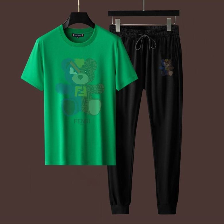Wholesale Cheap Fendi Short Sleeve MEN Tracksuits for Sale