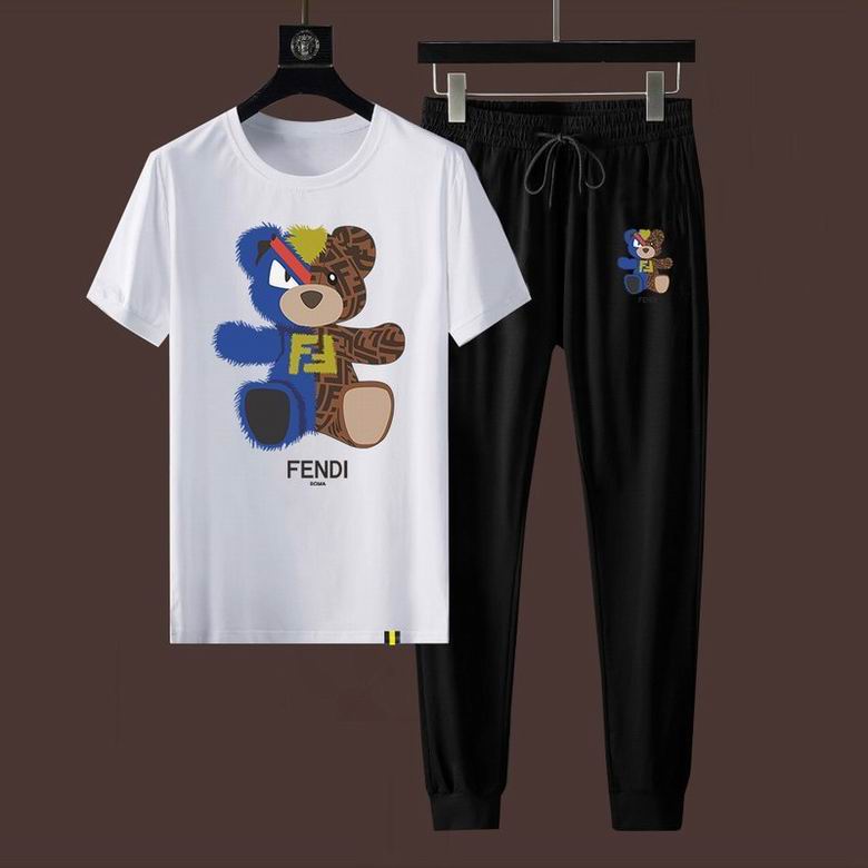 Wholesale Cheap Fendi Short Sleeve MEN Tracksuits for Sale