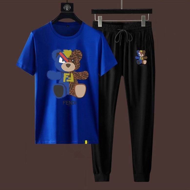 Wholesale Cheap Fendi Short Sleeve MEN Tracksuits for Sale