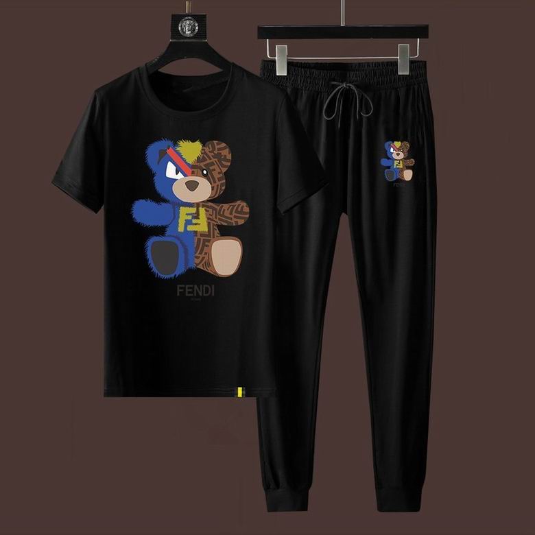 Wholesale Cheap Fendi Short Sleeve MEN Tracksuits for Sale