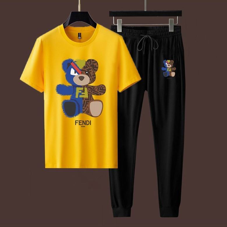 Wholesale Cheap Fendi Short Sleeve MEN Tracksuits for Sale
