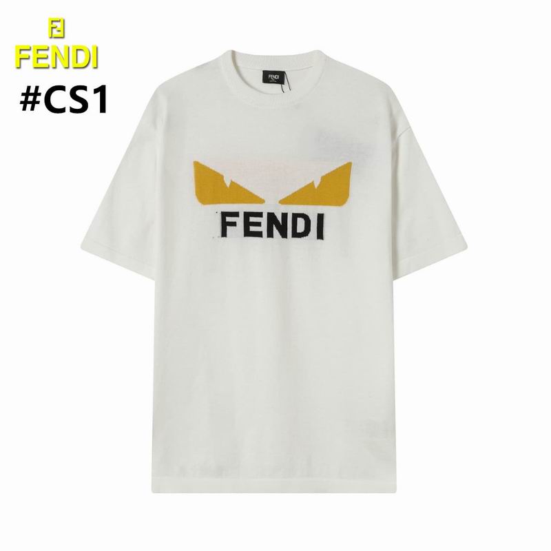 Wholesale Cheap Fendi Short Round Collar Replica T Shirts for sale