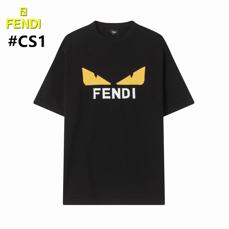 Wholesale Cheap Fendi Short Round Collar Replica T Shirts for sale