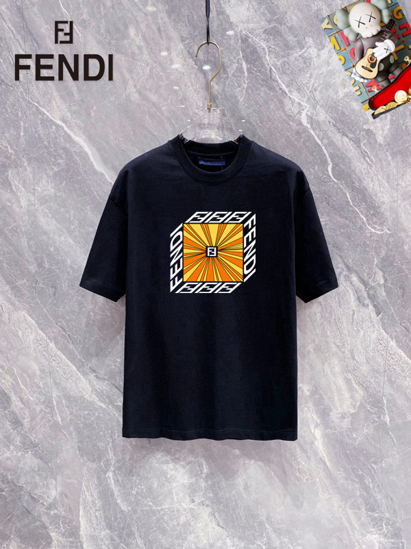 Wholesale Cheap Fendi men's Short Round Collar Replica T Shirts for sale