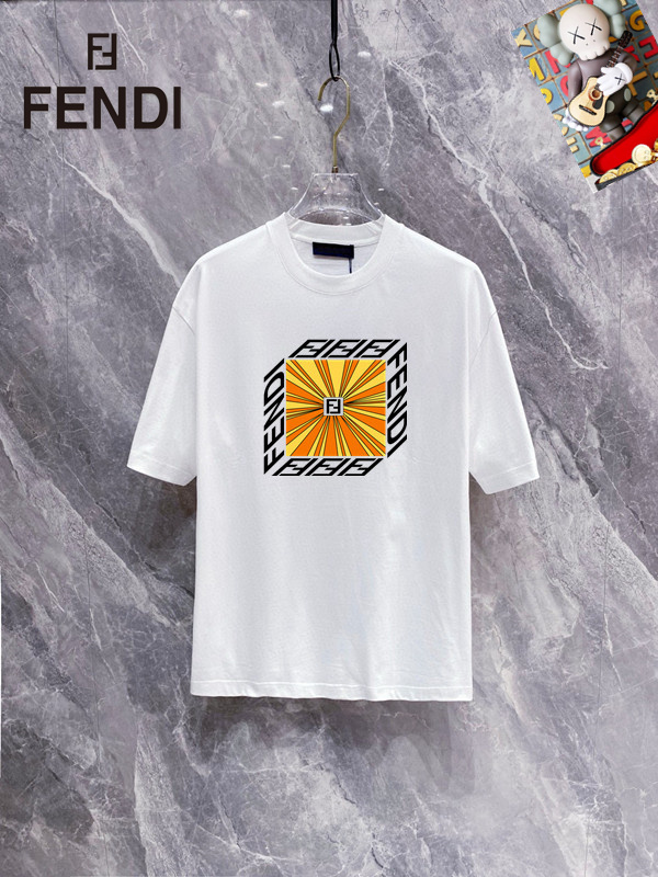 Wholesale Cheap Fendi men's Short Round Collar Replica T Shirts for sale