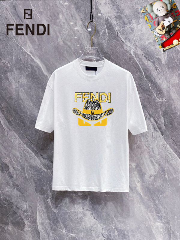 Wholesale Cheap Fendi men's Short Round Collar Replica T Shirts for sale