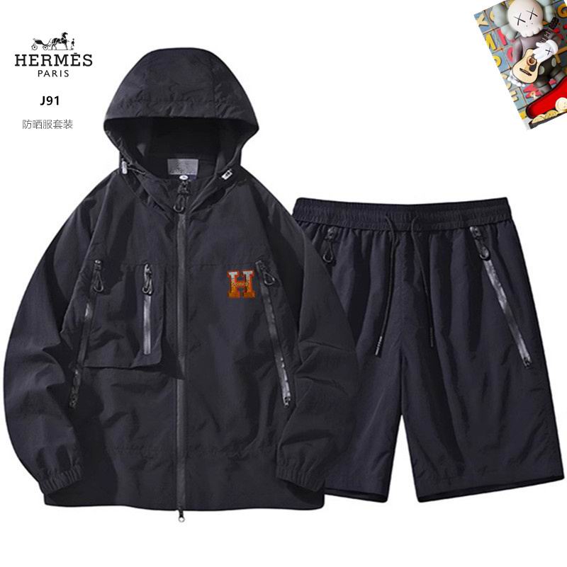 Wholesale High-quality Hermes replica Hooded Jackets set Shorts for sale