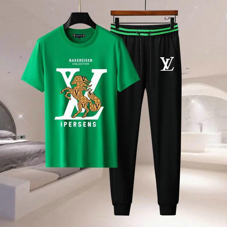 Wholesale Cheap Louis Vuitton Short Sleeve Casual Tracksuits for Sale