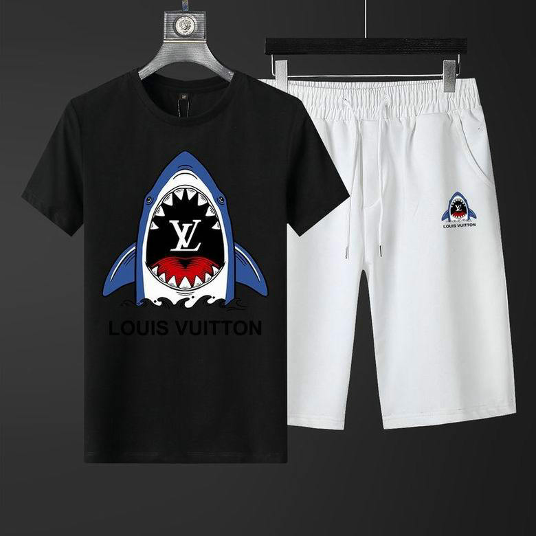 Wholesale Cheap Louis Vuitton Short Sleeve Casual Tracksuits for Sale