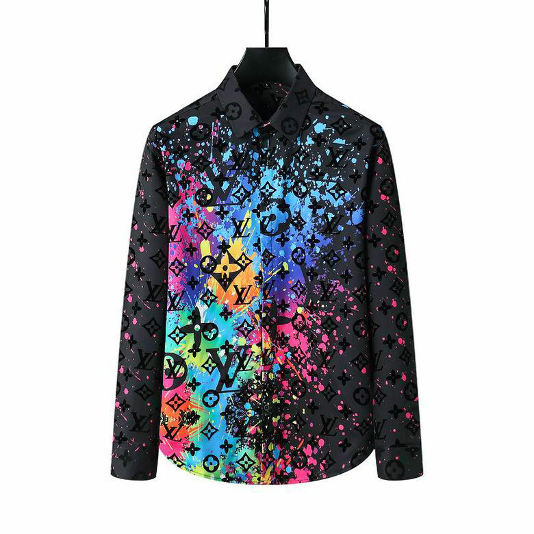 Wholesale Cheap Louis Vuitton Lv Long Sleeve MEN Shirts for Sale