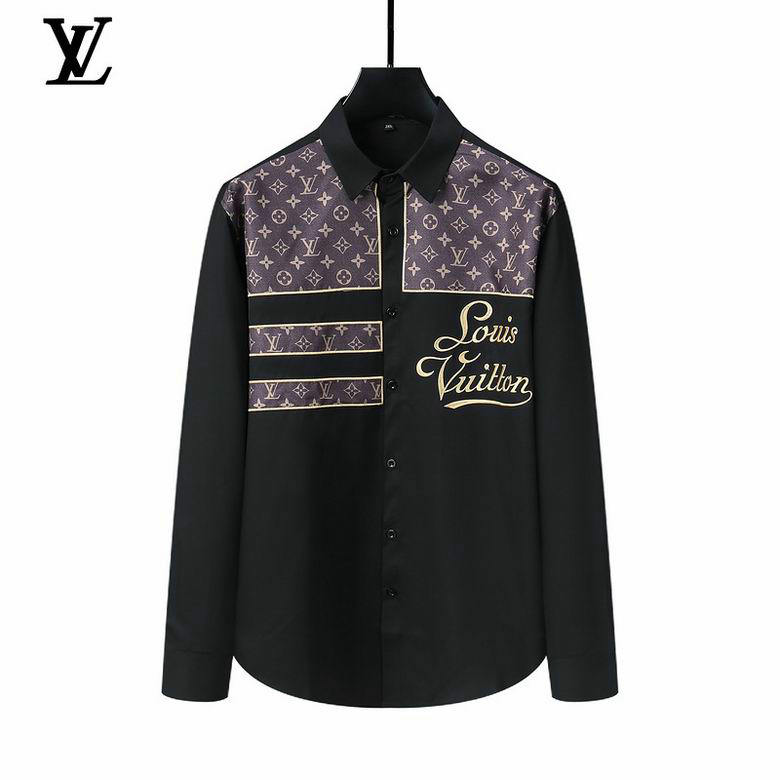 Wholesale Cheap Louis Vuitton Lv Long Sleeve MEN Shirts for Sale