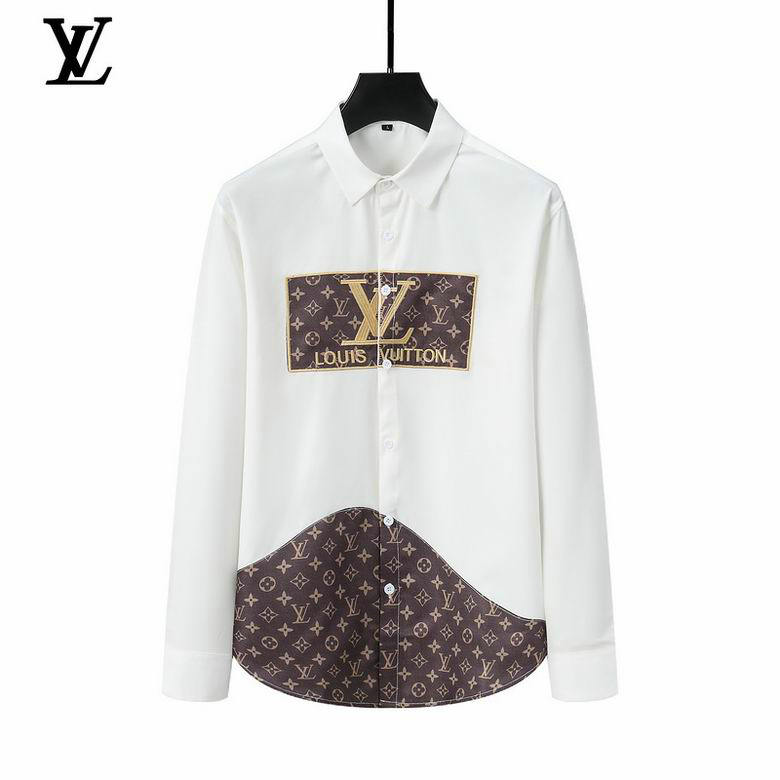 Wholesale Cheap Louis Vuitton Lv Long Sleeve MEN Shirts for Sale