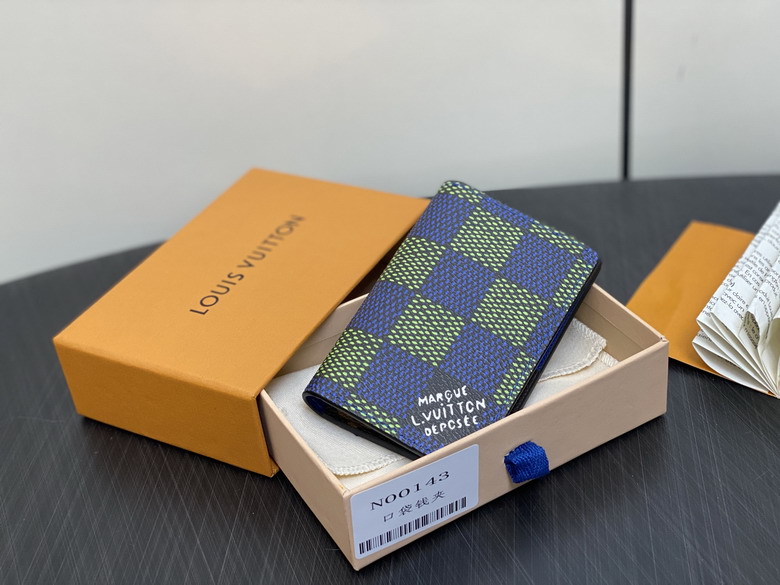 Wholesale AAA Louis Vuitton Pocket Organiser Damier Blue wallets for Sale