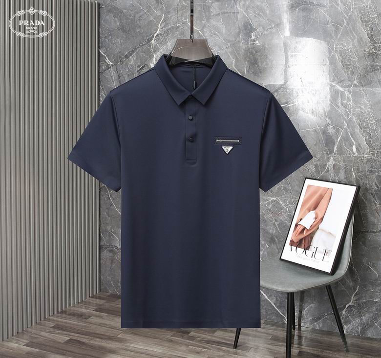 Wholesale Cheap P rada Short Sleeve Lapel T Shirts for Sale