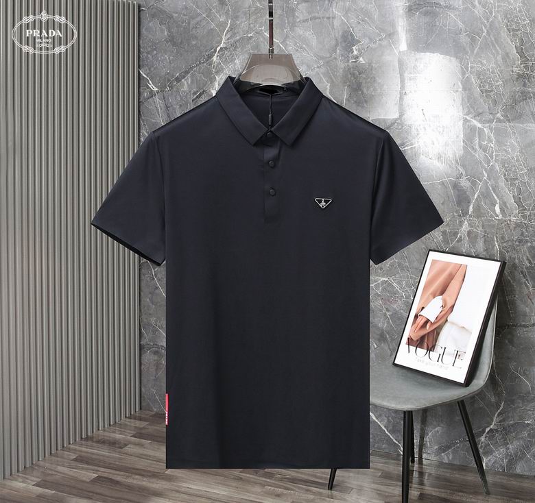 Wholesale Cheap P rada Short Sleeve Lapel T Shirts for Sale
