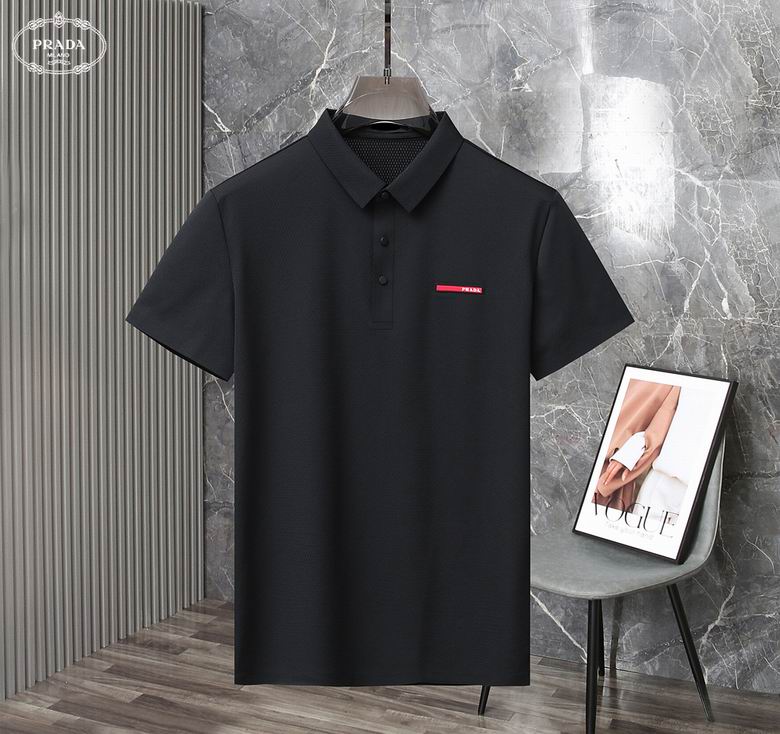 Wholesale Cheap P rada Short Sleeve Lapel T Shirts for Sale