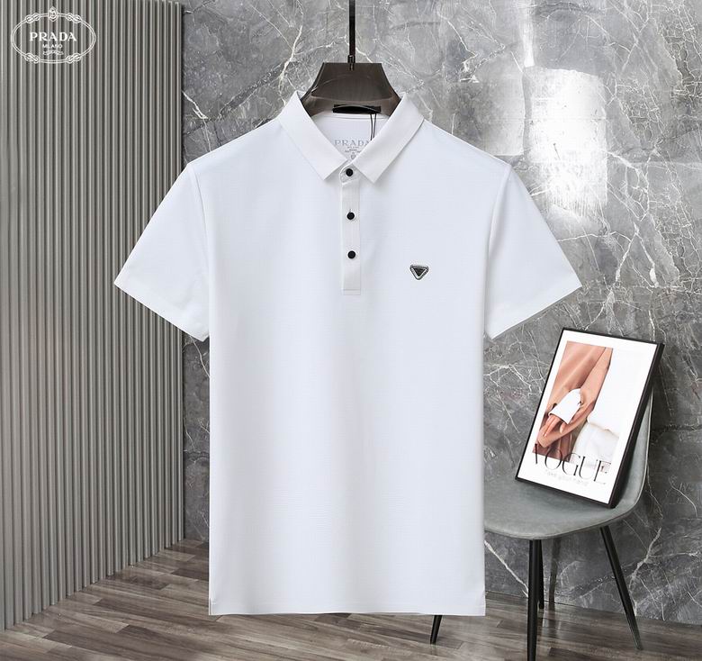 Wholesale Cheap P rada Short Sleeve Lapel T Shirts for Sale