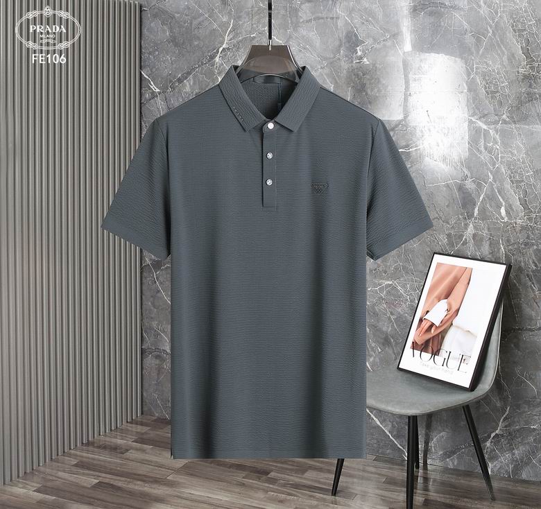 Wholesale Cheap P rada Short Sleeve Lapel T Shirts for Sale