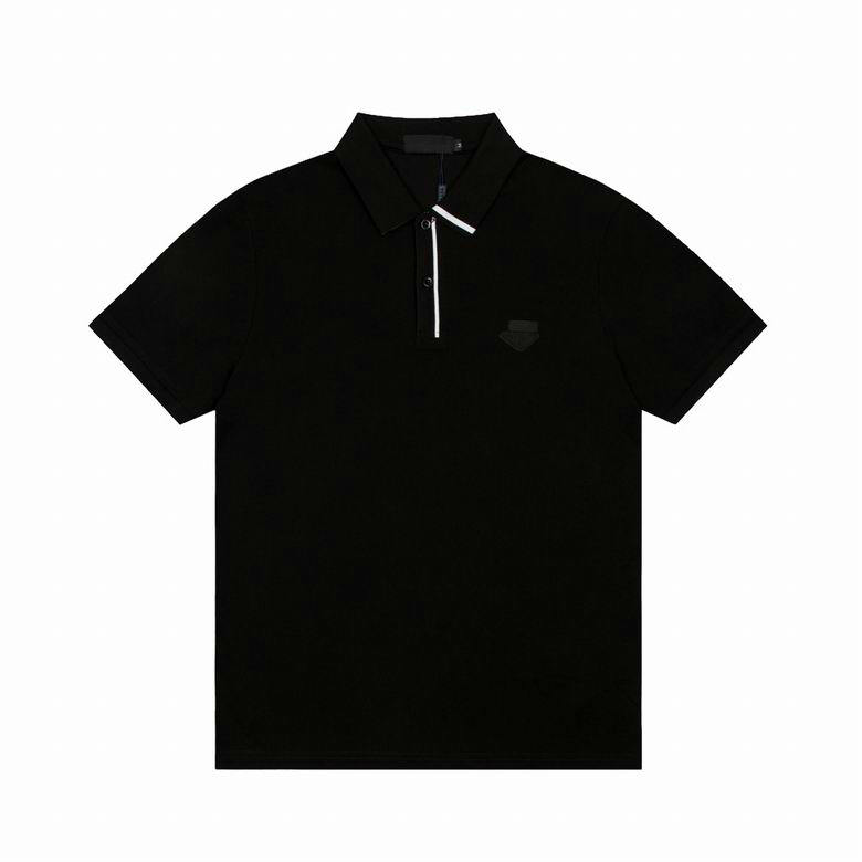 Wholesale Cheap P rada Short Sleeve Lapel T Shirts for Sale