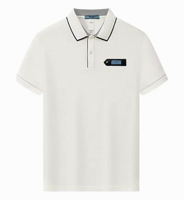 Wholesale High-quality Men's P.rada Short Sleeve Lapel Replica Designer T-Shirts for sale