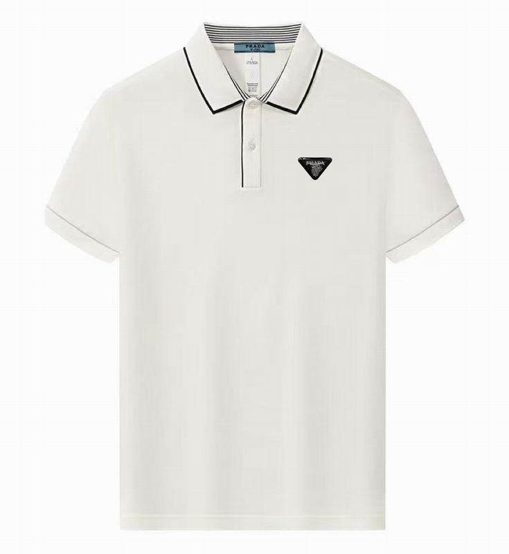 Wholesale High-quality Men's P.rada Short Sleeve Lapel Replica Designer T-Shirts for sale