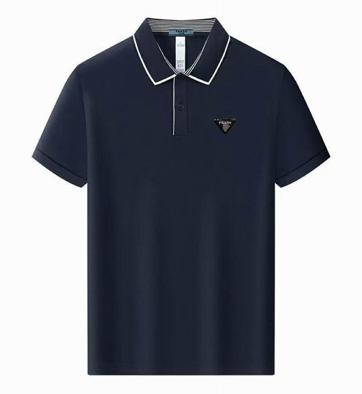 Wholesale High-quality Men's P.rada Short Sleeve Lapel Replica Designer T-Shirts for sale
