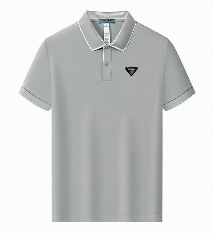 Wholesale High-quality Men's P.rada Short Sleeve Lapel Replica Designer T-Shirts for sale