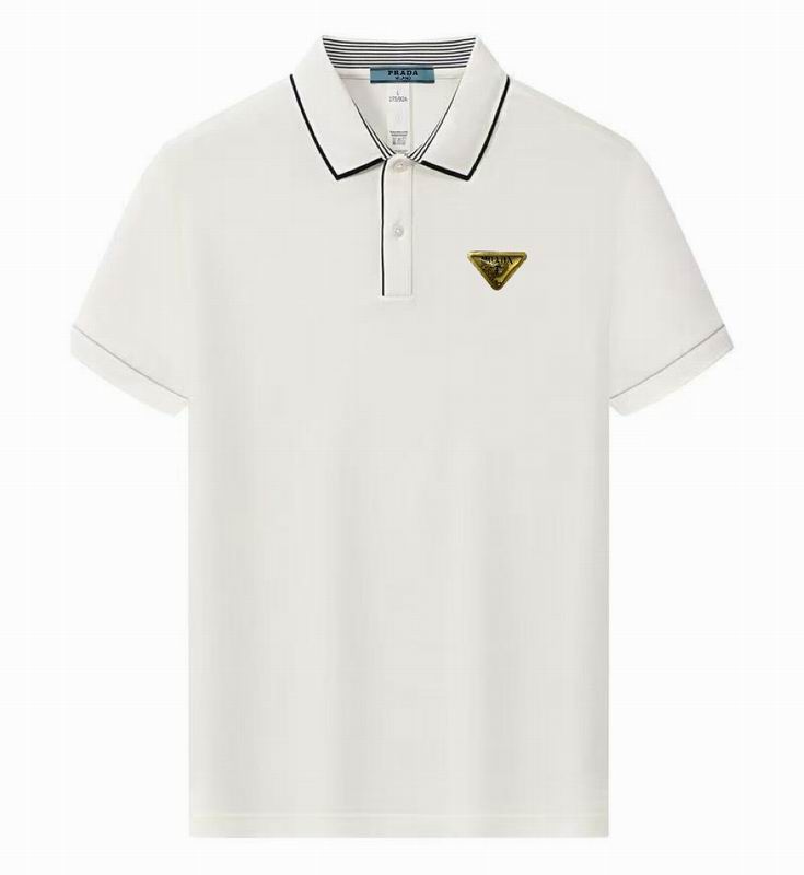Wholesale High-quality Men's P.rada Short Sleeve Lapel Replica Designer T-Shirts for sale