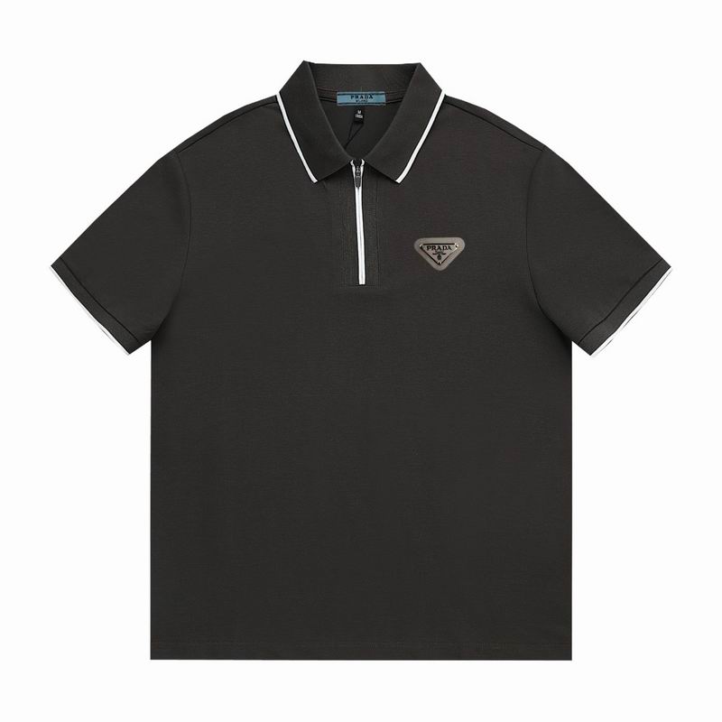 Wholesale High-quality Men's P.rada Short Sleeve Lapel Replica Designer T-Shirts for sale