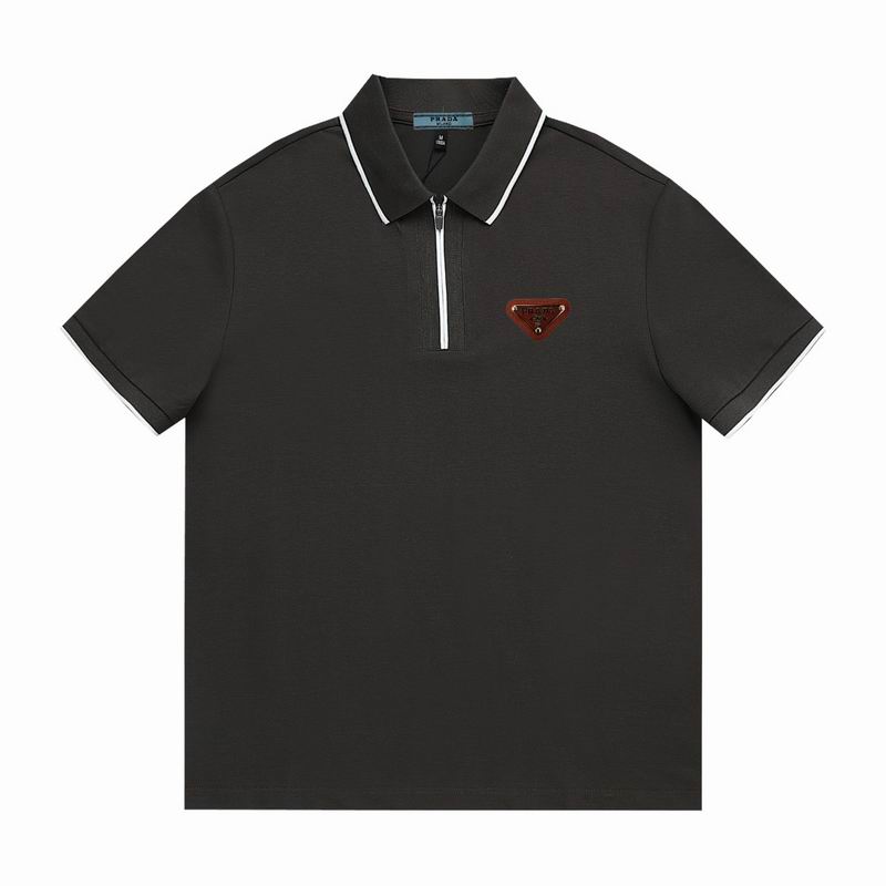 Wholesale High-quality Men's P.rada Short Sleeve Lapel Replica Designer T-Shirts for sale
