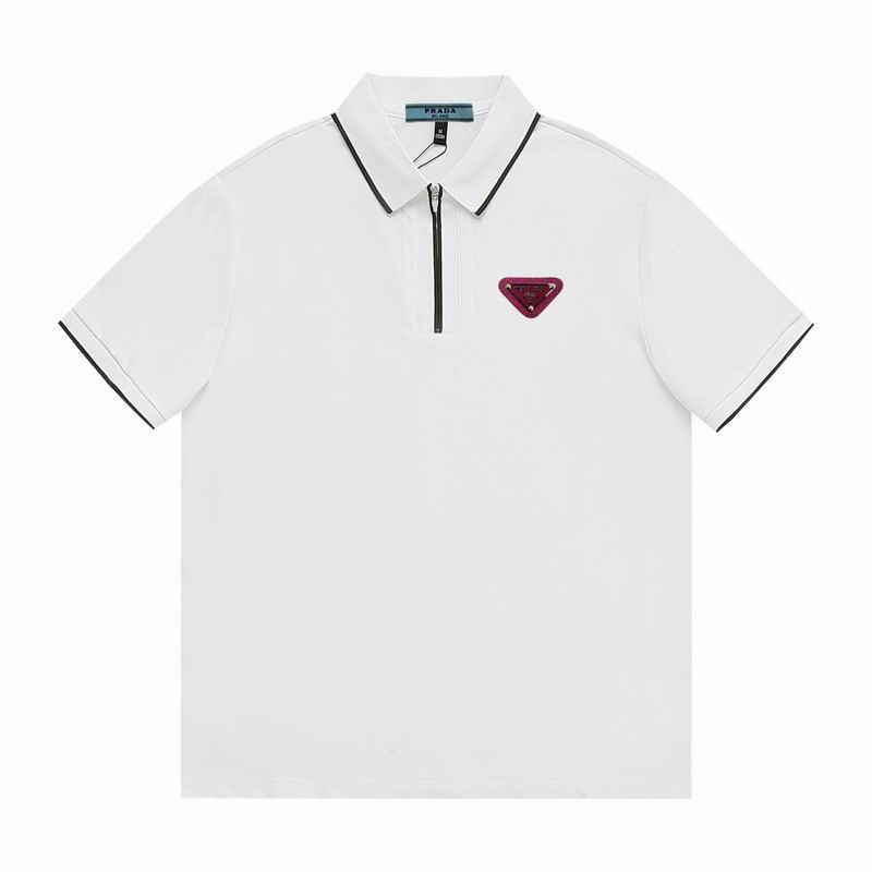 Wholesale High-quality Men's P.rada Short Sleeve Lapel Replica Designer T-Shirts for sale