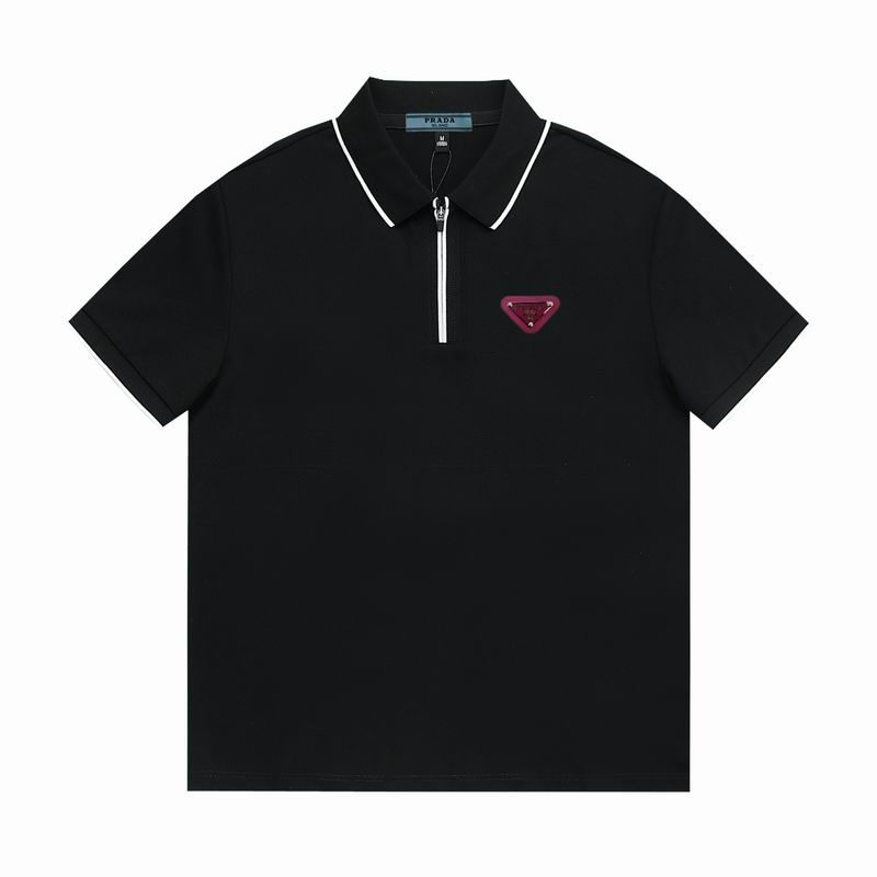 Wholesale High-quality Men's P.rada Short Sleeve Lapel Replica Designer T-Shirts for sale