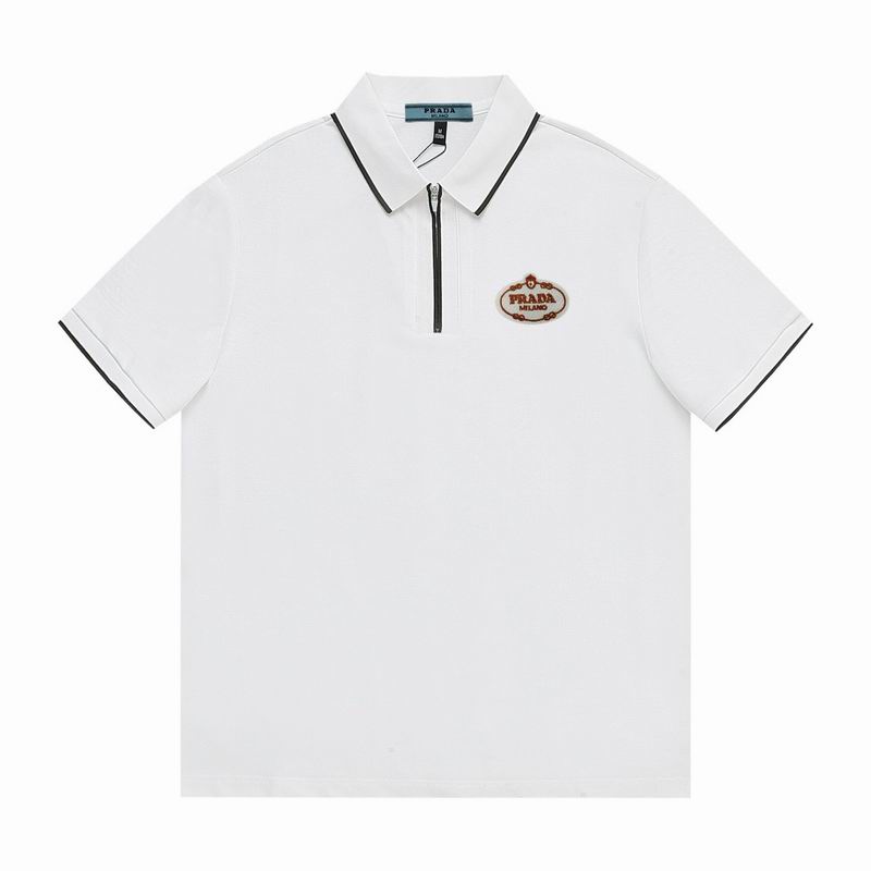 Wholesale High-quality Men's P.rada Short Sleeve Lapel Replica Designer T-Shirts for sale