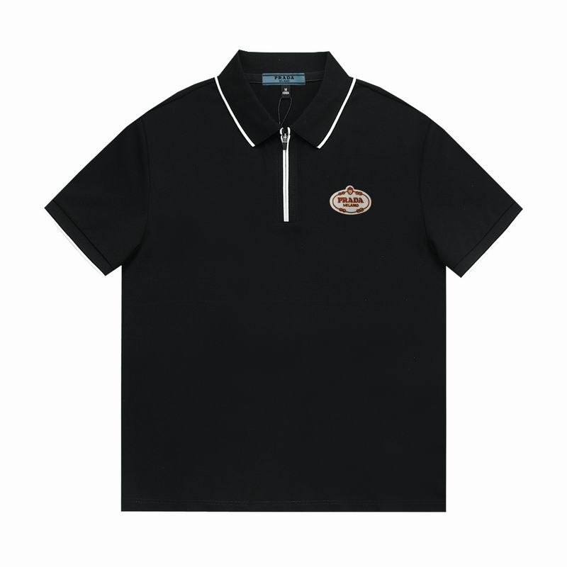 Wholesale High-quality Men's P.rada Short Sleeve Lapel Replica Designer T-Shirts for sale
